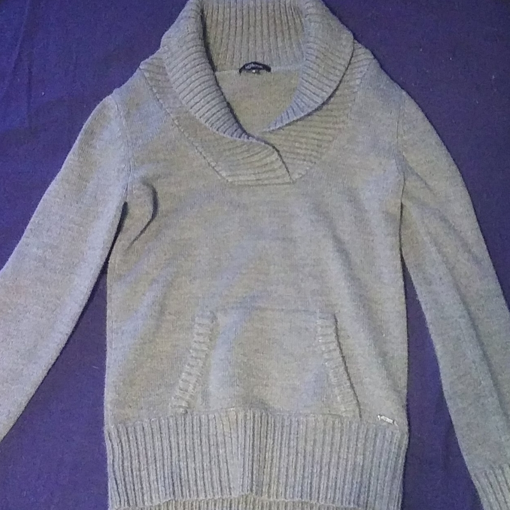 Gray V-neck sweater